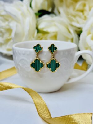 Emerald Clover Drop Earrings